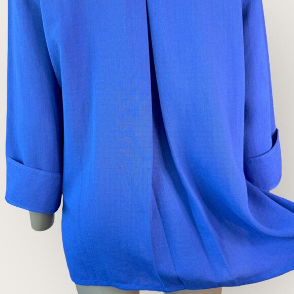 Fridaze Vintage 100% Linen 3/4 Sleeves Button Up Top Shirt Blouse Womens XL Blue - Picture 9 of 12